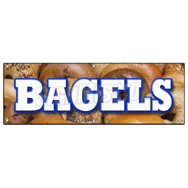 BAGELS BANNER SIGN fresh hot bagel shop deli signs made daily delicious